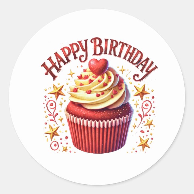 Adesivo Cupcake Birthday Stickers (Frente)
