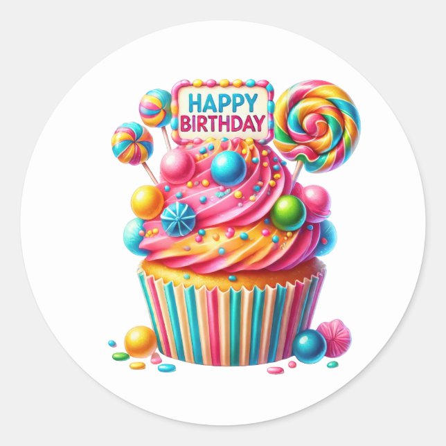 Adesivo Cupcake Birthday Stickers (Frente)