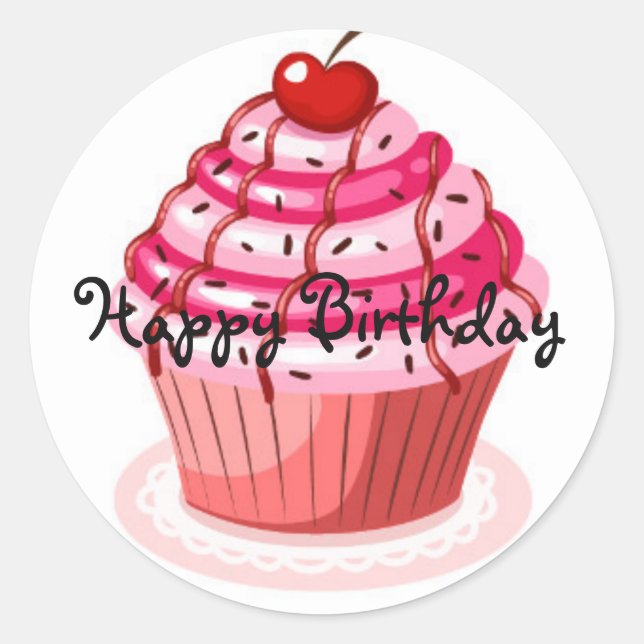 Adesivo Cupcake Birthday Stickers (Frente)
