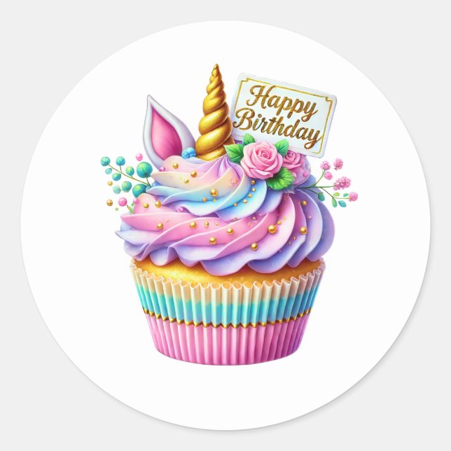 Adesivo Cupcake Birthday Stickers (Frente)