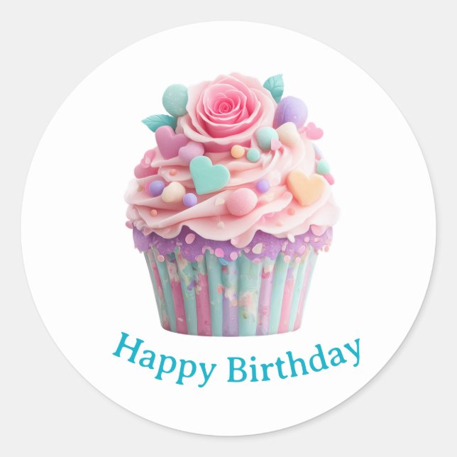 Adesivo Cupcake Birthday Stickers (Frente)