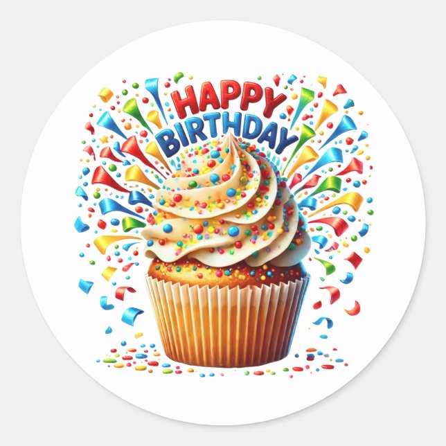 Adesivo Cupcake Birthday Stickers (Frente)