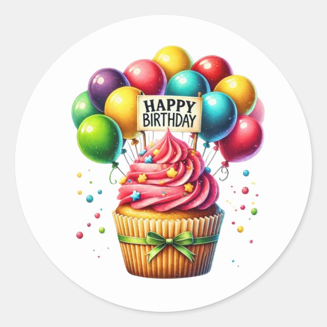 Adesivo Cupcake Birthday Stickers (Frente)