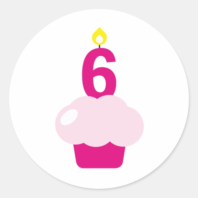 Adesivo Cupcake bonito com a vela de aniversário (Frente)