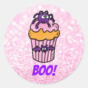 Adesivo Cupcake bonito com o monstro Halloween personalizá