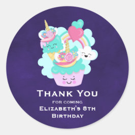 Adesivo Cupcake bonito e feliz aniversário do Sorvete