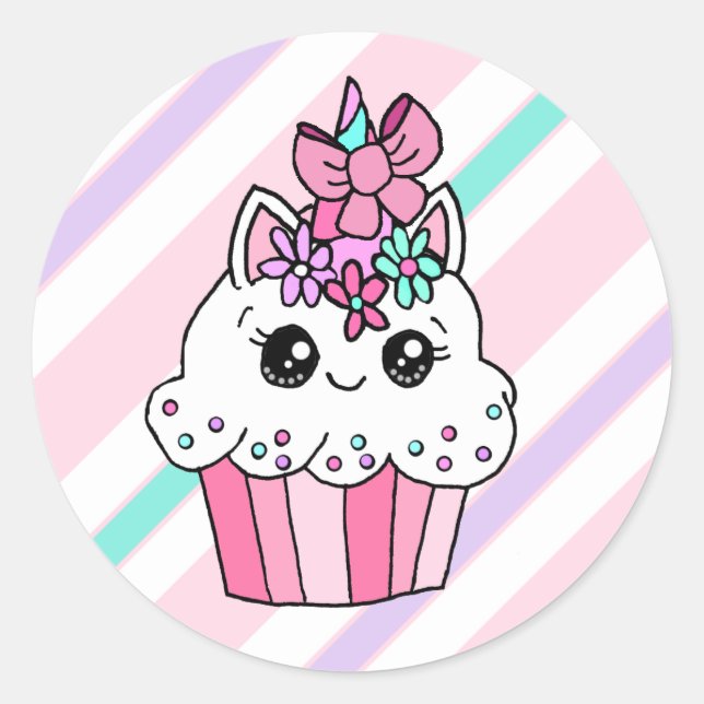 Adesivo Cupcake Branco Cor de Branco Cor-de-rosa (Frente)