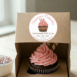 Adesivo Cupcake Brown Com Detalhes de Contato