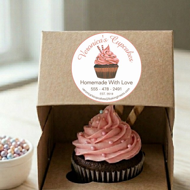 Adesivo Cupcake Brown Com Detalhes de Contato (Criador carregado)