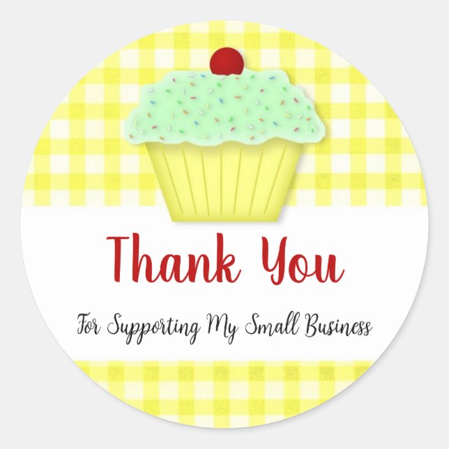Adesivo Cupcake Business Obrigado Round Sticker (Frente)