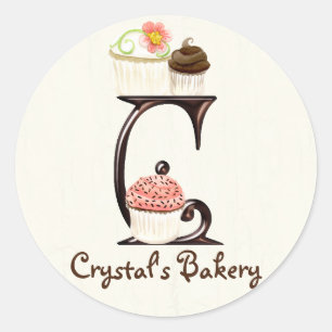 Adesivo Cupcake C Monograma Logotipo para empresas