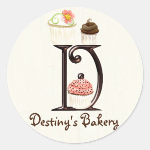 Adesivo Cupcake Carta D Monograma Logotipo para empresas