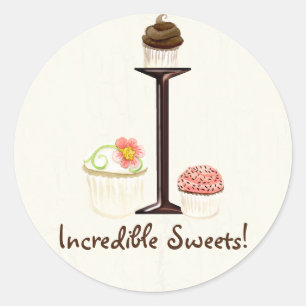 Adesivo Cupcake Carta I Monograma Logotipo para empresas