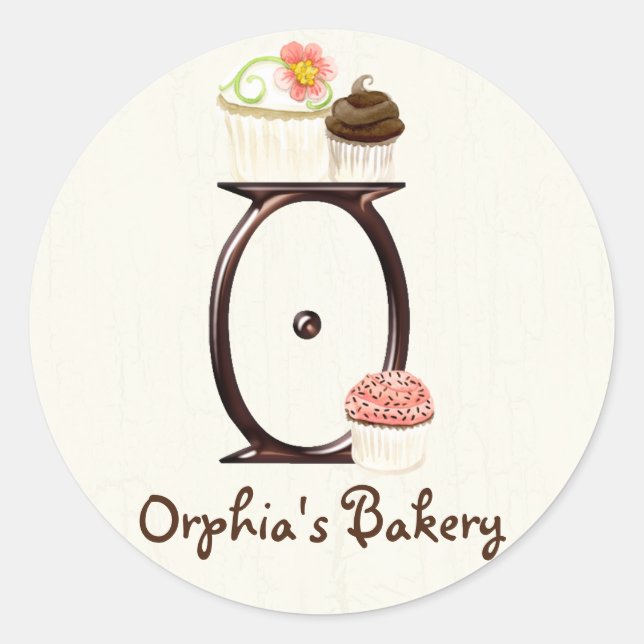Adesivo Cupcake Carta O Monograma Logotipo para empresas (Frente)