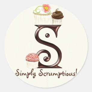 Adesivo Cupcake Carta S Monograma Logotipo para empresas