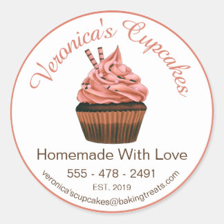 Adesivo Cupcake Castanho Com Detalhes De Contato