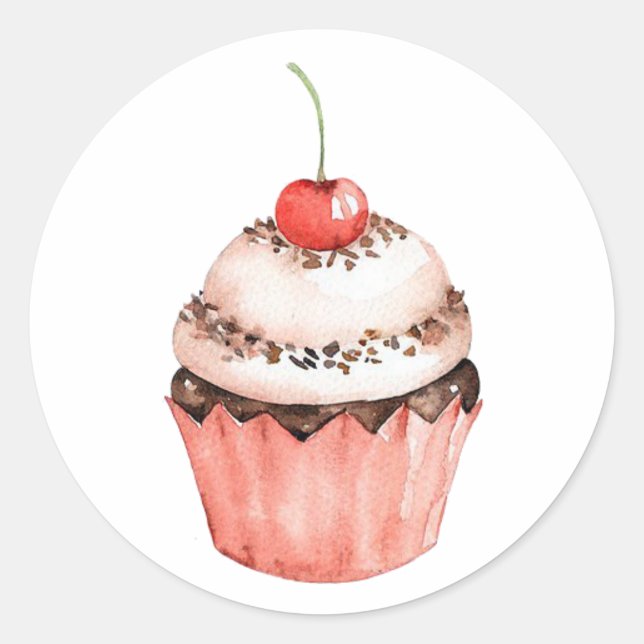 Adesivo Cupcake Classic Round Sticker (Frente)