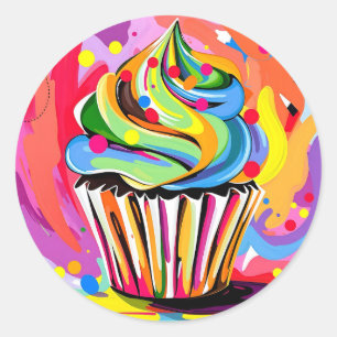 Adesivo Cupcake Colorido com Matizes Vibrantes