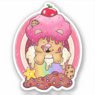 Adesivo Cupcake Colorido do Urso do Fosco 