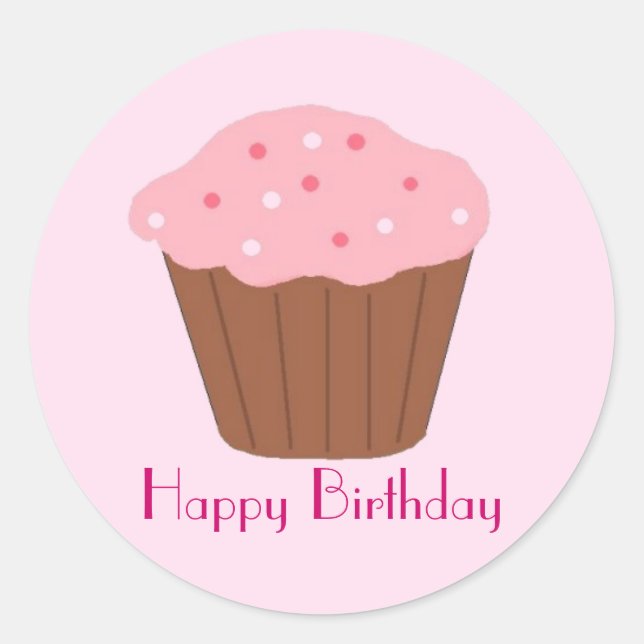Adesivo Cupcake com Confeitos Rosa (Frente)