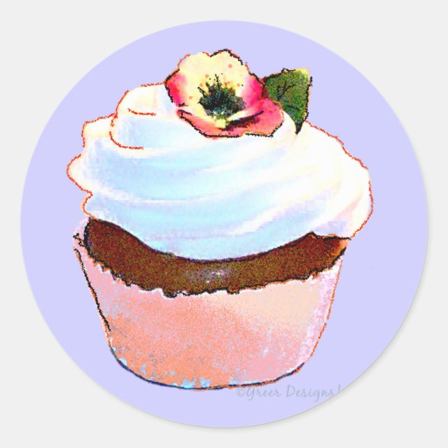 Adesivo Cupcake com Design Pansy Art (Frente)