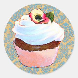 Adesivo Cupcake com Design Pansy Art