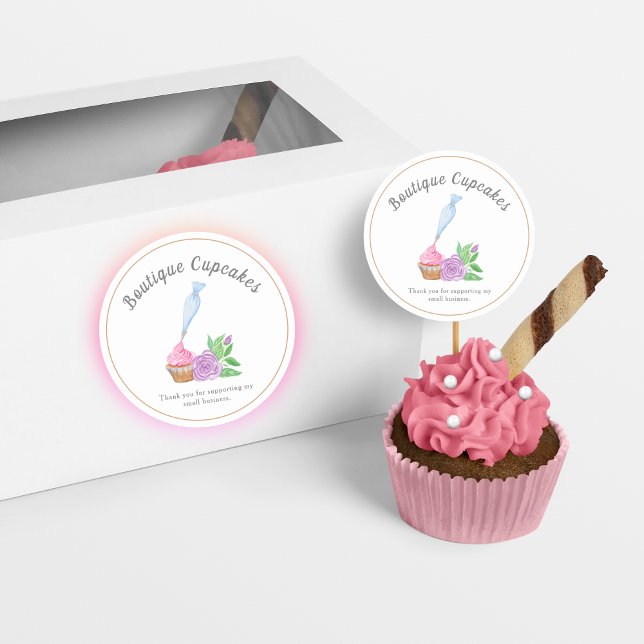 Adesivo Cupcake com Glacê de Aquarela Agradecimento pelo A (Criador carregado)