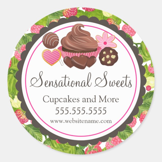 Adesivo Cupcake Cookie Coake Pop Framboesa (Frente)