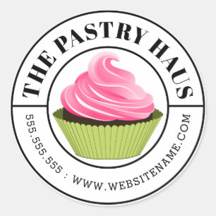 Adesivo Cupcake cor-de-rosa e verde elegante texto curvado