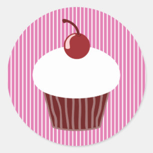 Adesivo Cupcake da baunilha e listras cor-de-rosa