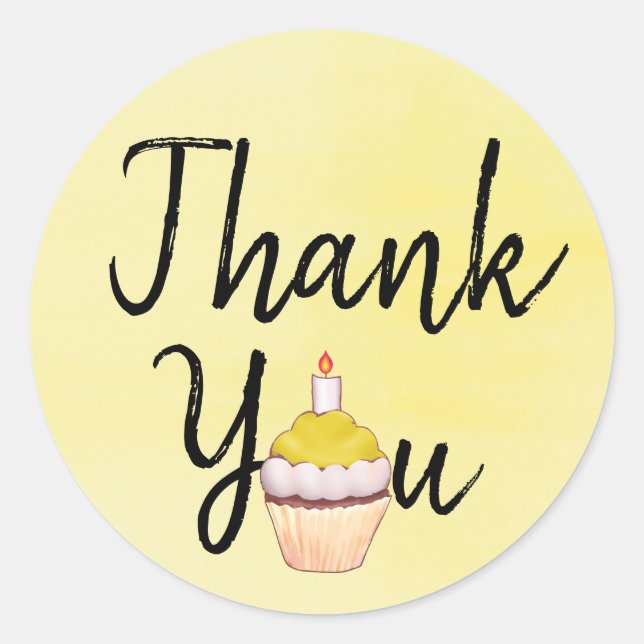 Adesivo Cupcake de agradecimento amarelo (Frente)