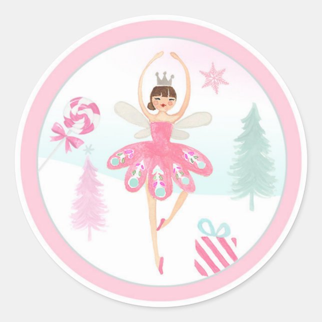 Adesivo Cupcake de aniversário da Ballerina Nutcracker Pin (Frente)