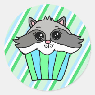 Adesivo Cupcake de aniversário de Raccoon