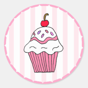Adesivo Cupcake de Aniversário Rosa Bonito