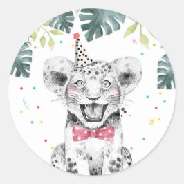 Adesivo Cupcake de aniversário Safari Boy do Tigre Party