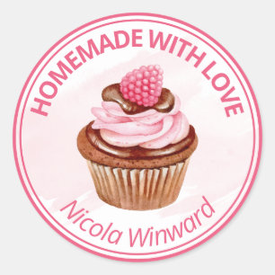 Adesivo Cupcake de Aquarela Negócio Pequeno Caseiro