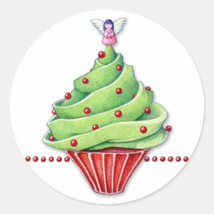 Adesivo Cupcake de Árvore de Natal