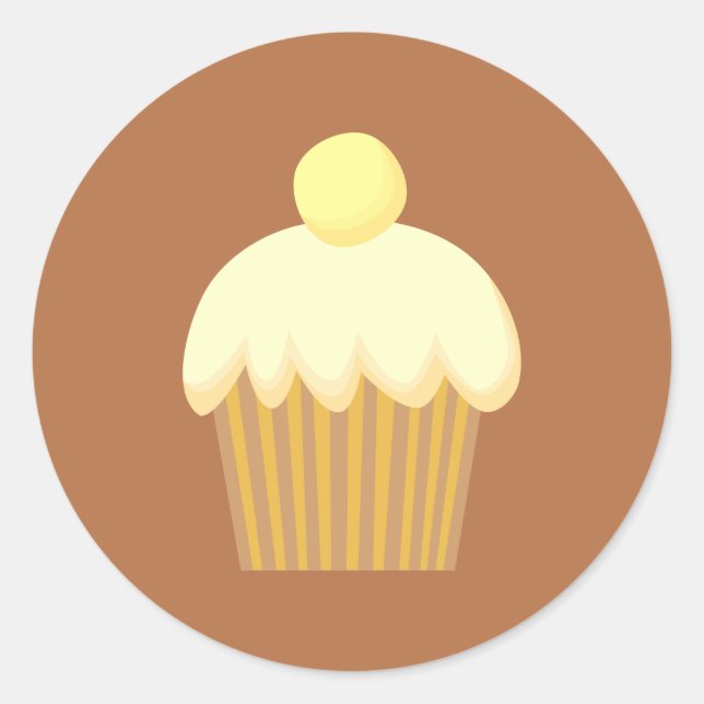 Adesivo Cupcake de baunilha em Brown. (Frente)
