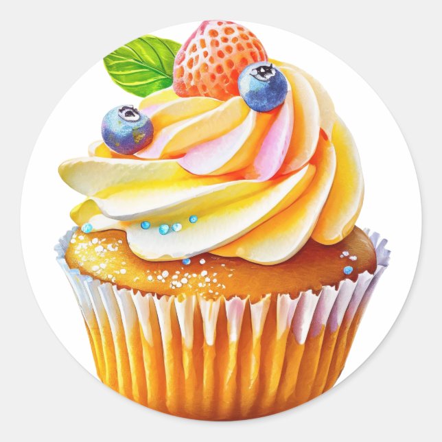 Adesivo Cupcake de berço com bagas (Frente)