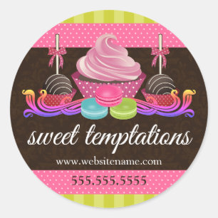 Adesivo Cupcake De Bolo Macaron Caixas De Panificação
