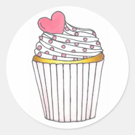 Adesivo Cupcake de bolso de coração cor-de-rosa borrifa Fo
