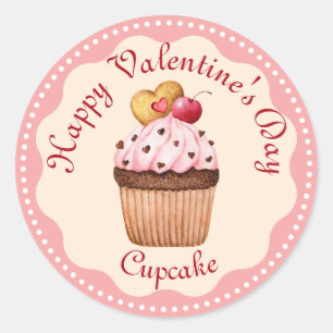 Adesivo Cupcake de Cereja Rosa
