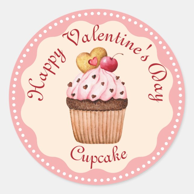 Adesivo Cupcake de Cereja Rosa (Frente)