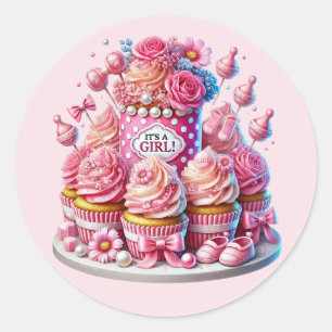 Adesivo Cupcake de chá de bebê bonito
