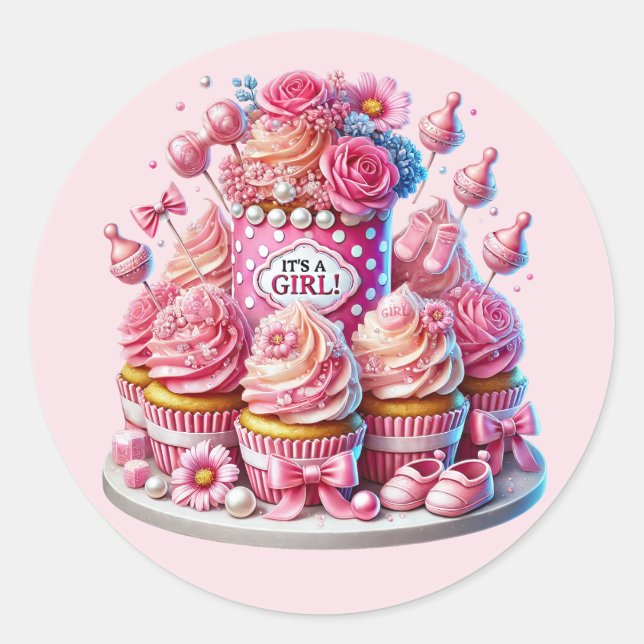 Adesivo Cupcake de chá de bebê bonito (Frente)