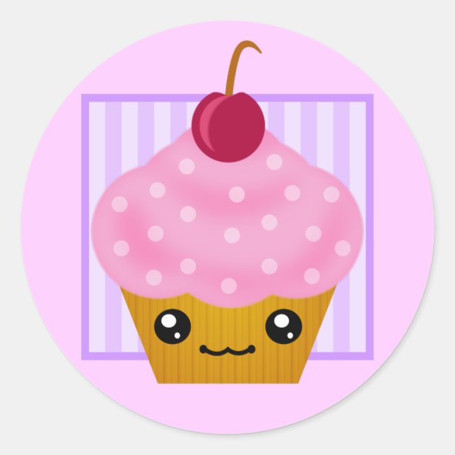 Adesivo Cupcake de Cherry Kawaii (Frente)