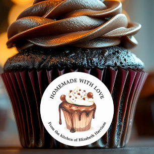 Adesivo Cupcake de chocolate caseiro com Glacé cremoso