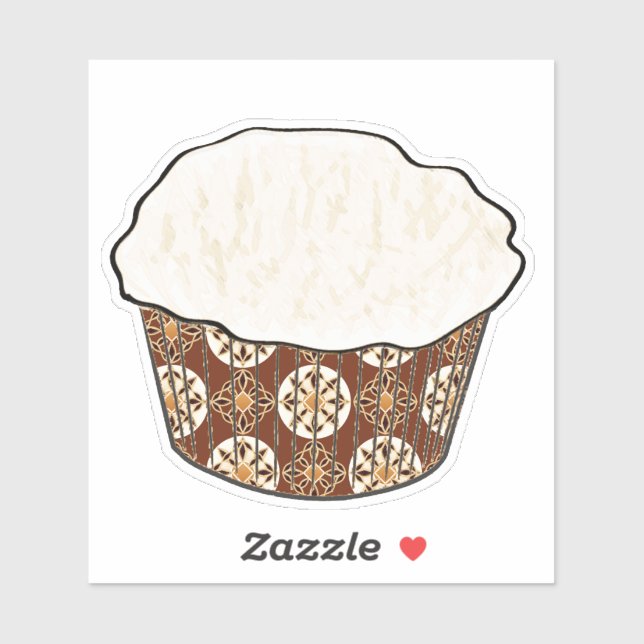 Adesivo Cupcake de coco, Molhador castanho de chocolate (Folha)