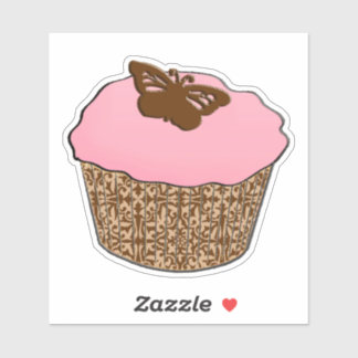 Adesivo Cupcake de Fosco Rosa de Morango