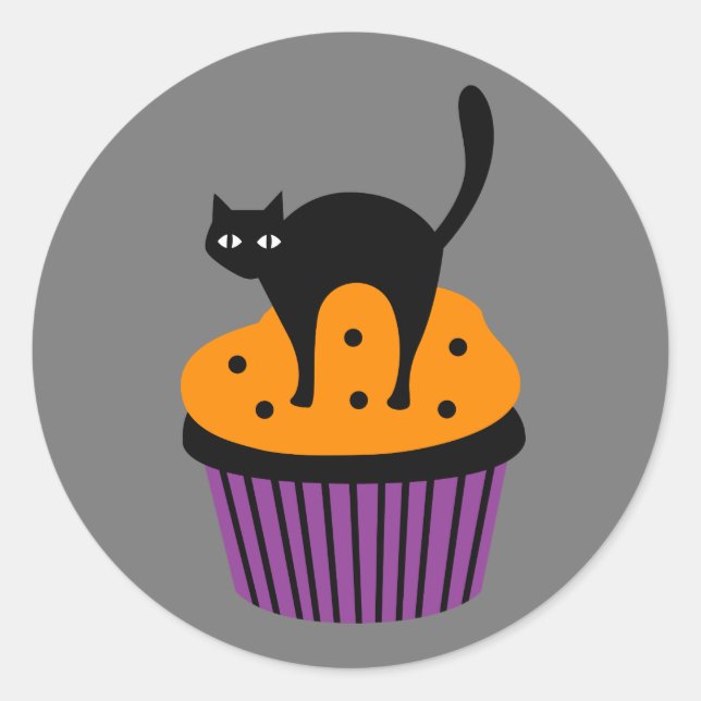 Adesivo Cupcake de gato Halloween (Frente)